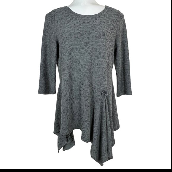 Patrizia Luca Milano Asymmetrical Hi-Lo Peplum Top Button Detail Sz L 🎉Host Pick - Picture 9 of 14